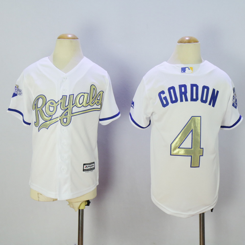 Youth Kansas City Royals #4 Gordon White Champion MLB Jerseys